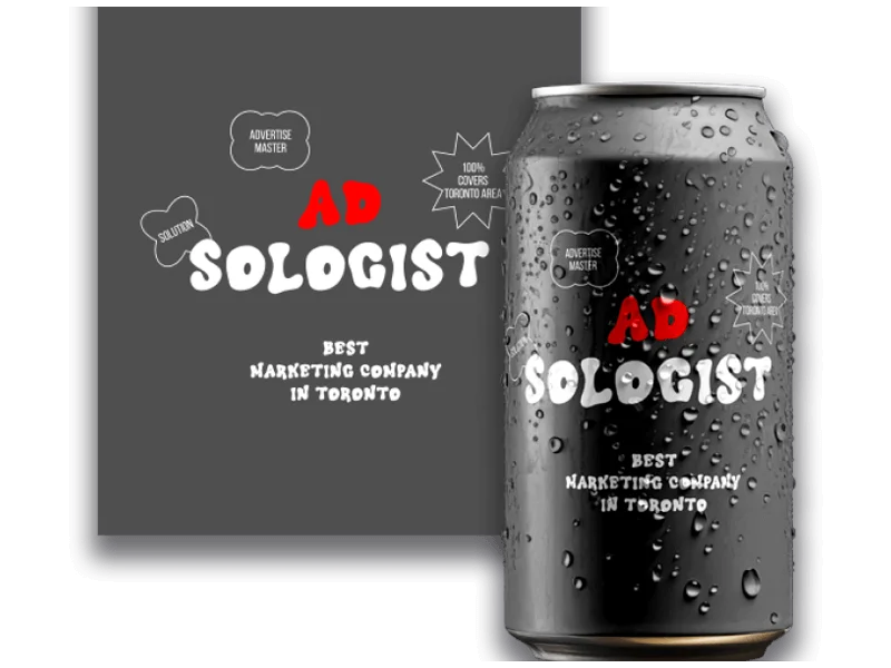 ADsologist branding on a can - Best Marketing Company in Toronto