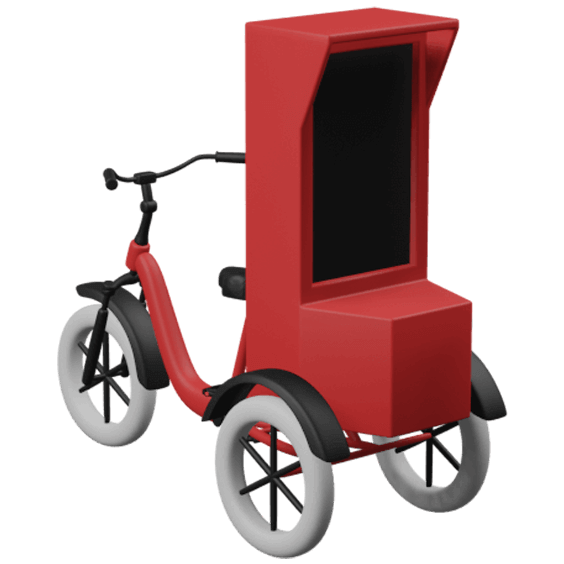 Eco-friendly interactive mobile billboard bike for innovative out of home advertising campaigns